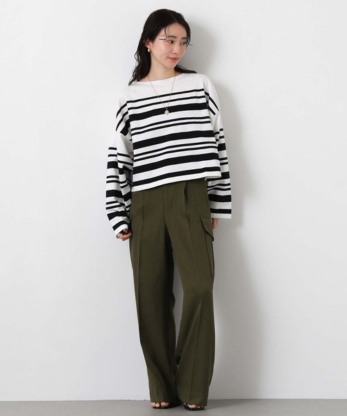 【新品】ルミノア ボーダーカットソー 定価1.8万円 グリーン 長袖 フランス製 Le Minor（ルミノア） tシャツ ルミノアボーダーショートカットソー