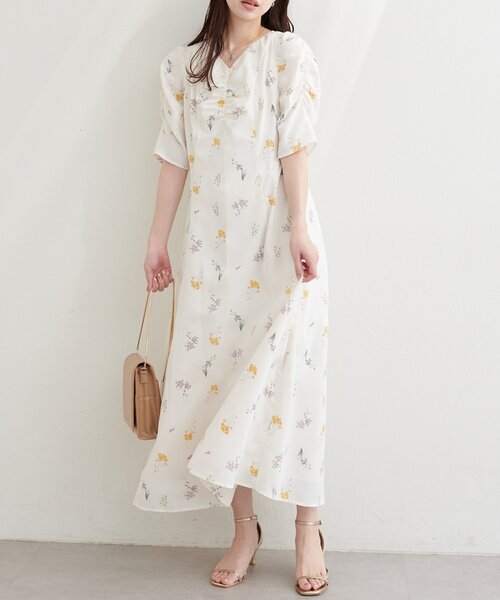natural couture ワンピース Vネックギャザーワンピース : ZOZOTOWN