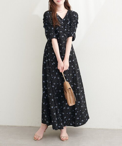 natural couture ワンピース Vネックギャザーワンピース : ZOZOTOWN