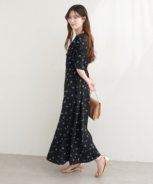 natural couture ワンピース Vネックギャザーワンピース : ZOZOTOWN