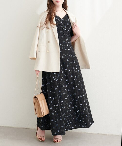 定価3.2万 カレンソロジー ウールＶネックギャザーワンピース ネイビー 春先も natural couture ワンピース Vネックギャザーワンピース : ZOZOTOWN
