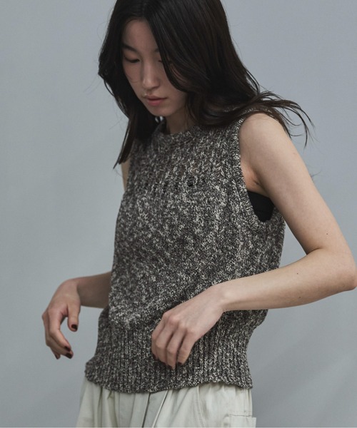 エブール ebure 　完売　シルクテープハンドニット タンクトップ feepur（フェピュール） タンクトップ ノースリーブ 「ハンド