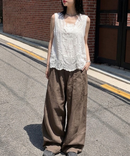 murea ブラウス シャツ 夏 シアーコットンレースフラワーモチーフ