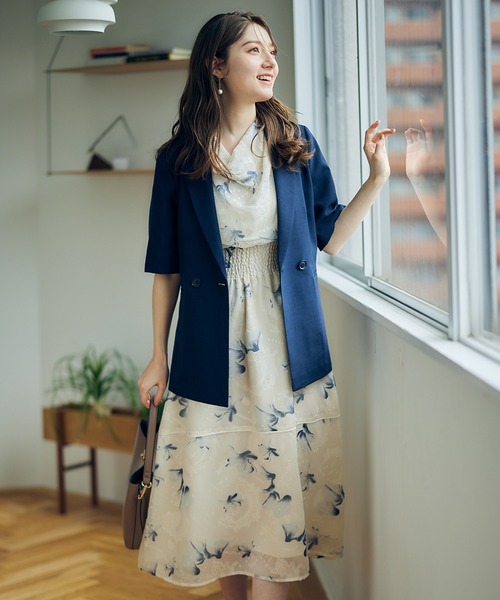 「12Twelve Agenda」 半袖ワンピース M ネイビー レディース_画像6