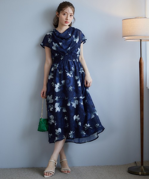 「12Twelve Agenda」 半袖ワンピース M ネイビー レディース_画像9