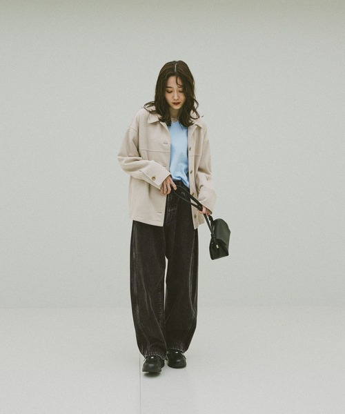 「GLOBAL WORK」 デニムパンツ LARGE ブラック レディース_画像2