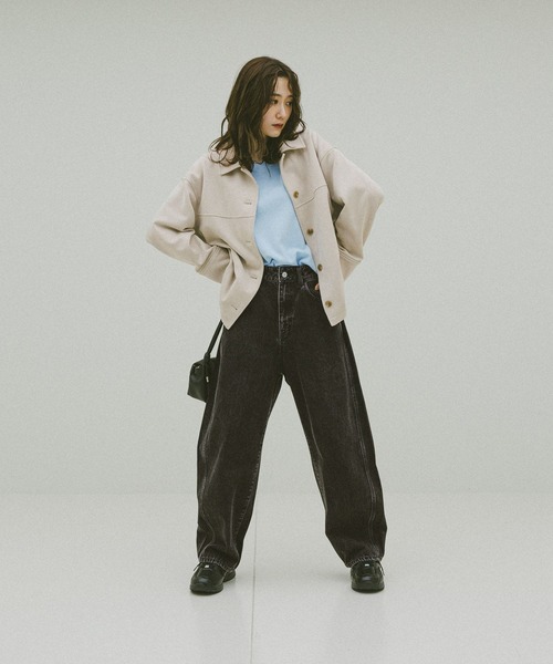 「GLOBAL WORK」 デニムパンツ LARGE ブラック レディース_画像5