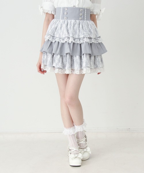 DearMyLove スカート レース重ねフリルビジュースカート : ZOZOTOWN 