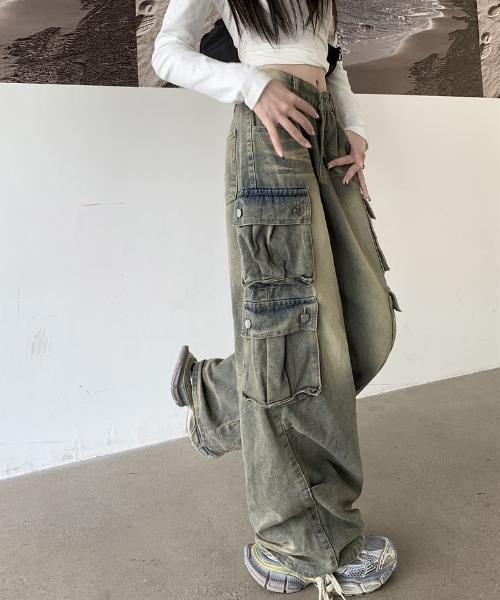 lilful ワイドパンツ カーゴパンツ 「26年春夏新作」Y2Kデザイン