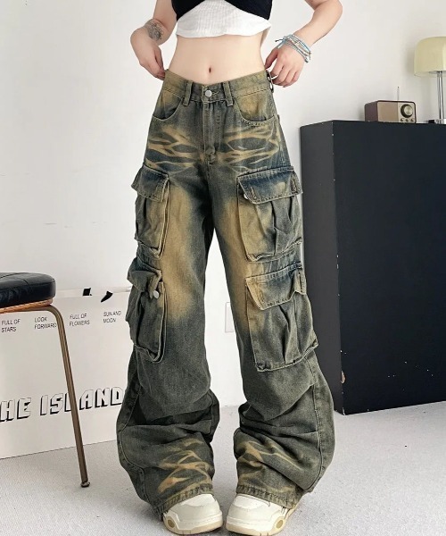 lilful ワイドパンツ カーゴパンツ 「26年春夏新作」Y2Kデザイン