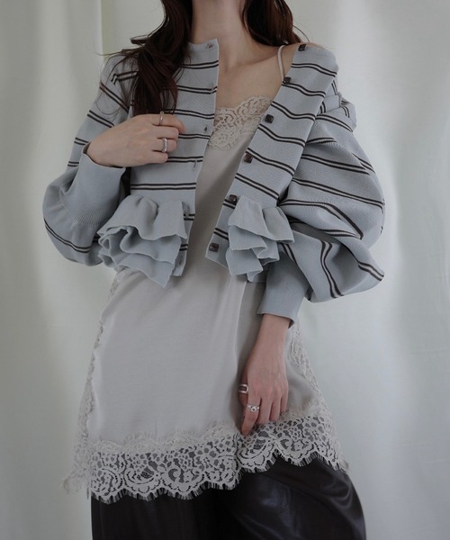 WILLFULLY（ウィルフリー） tシャツ hem ruffle frill knit cardigan