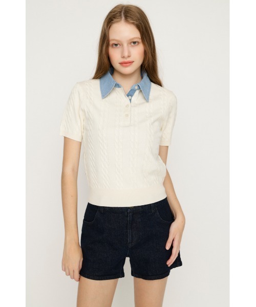 SLY（スライ） ニット セーター COLLAR DOCKING KNIT TOPS カラー