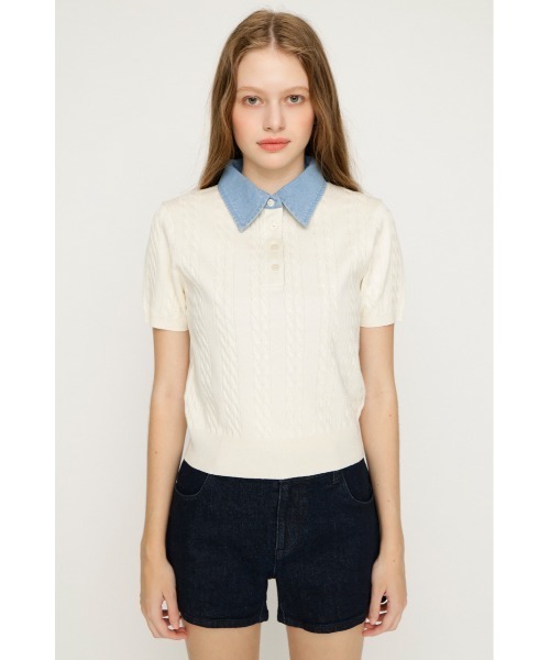 RISLEY docking knit shirt ドッキングニットシャツ 完売 SLY（スライ） ニット セーター COLLAR DOCKING KNIT TOPS カラー