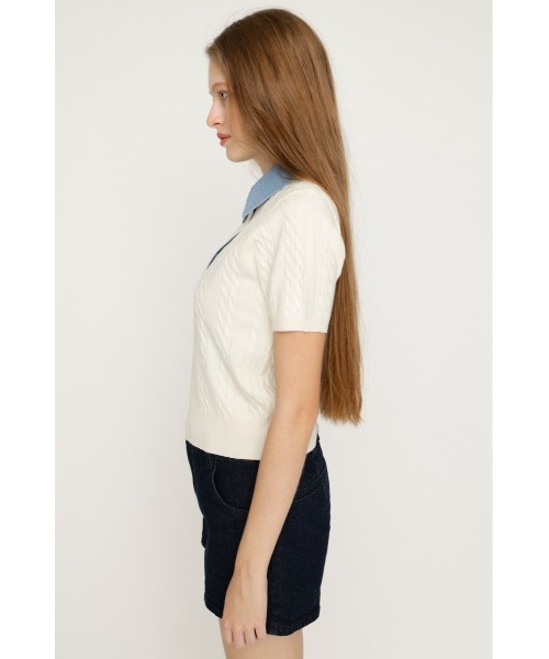 SLY（スライ） ニット セーター COLLAR DOCKING KNIT TOPS カラー 