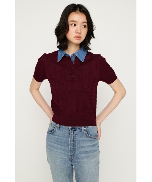 SLY（スライ） ニット セーター COLLAR DOCKING KNIT TOPS カラー