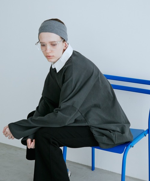 「Auntie Rosa Holiday」 長袖ポロシャツ FREE チャコールグレー レディース_画像7
