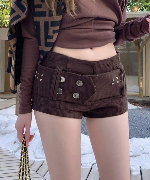 lilful パンツ コーデュロイ 「26年秋冬新作」ダブルボタンワイド