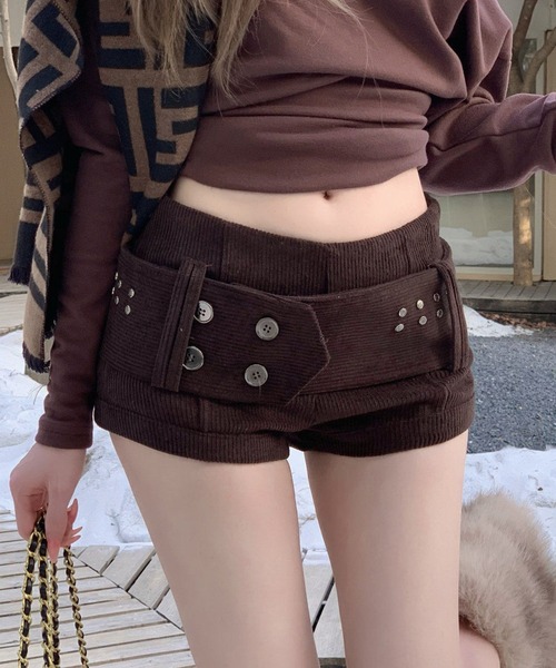 lilful パンツ コーデュロイ 「26年秋冬新作」ダブルボタンワイド
