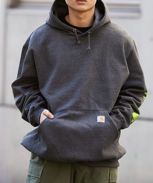 USA製美品】カーハート★企業ロゴ 中綿 襟コーデュロイXL ビッグシルエット Carhartt（カーハート） USA古着 ダック ワークジャケット 裏地