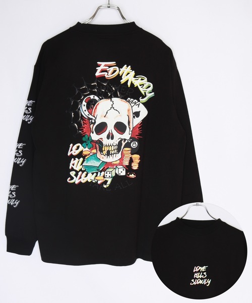 Ed Hardy ロンT Ed Hardy tシャツ Hardy 袖プリントロンTEE メンズ レディース