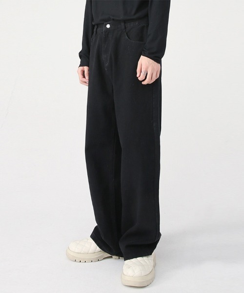 WIDE BUGGY VINTAGE LIKE DENIM PANTS ' MUD DYEING / WASHED