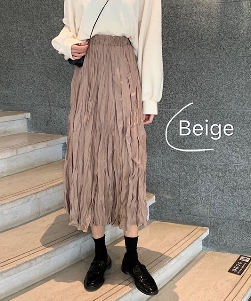 新品✨PLAGE Butcher ワッシャープリーツ ロングスカート ブラウン 新品✨PLAGE Butcher ワッシャープリーツ ロングスカート