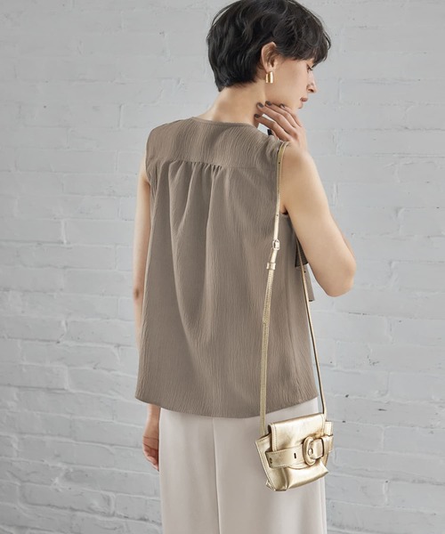 STYLE DELI ブラウス シャツ ラッフルドレープノースリーブ