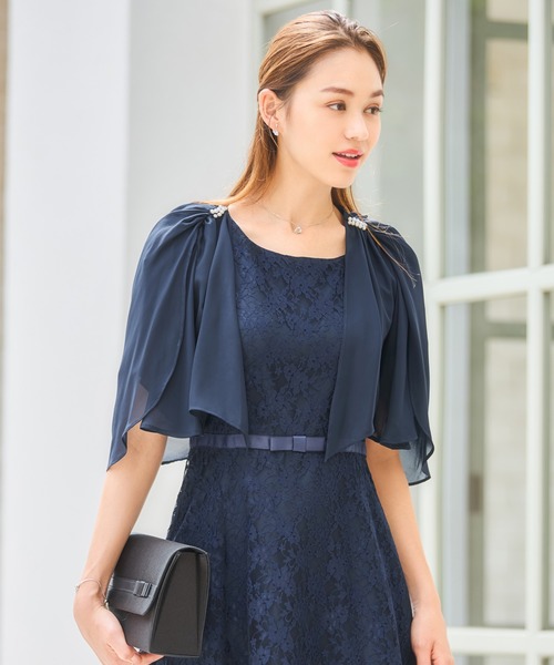 DRESS+（ドレスプラス） カーディガン 半袖 ボレロ パーティーボレロ