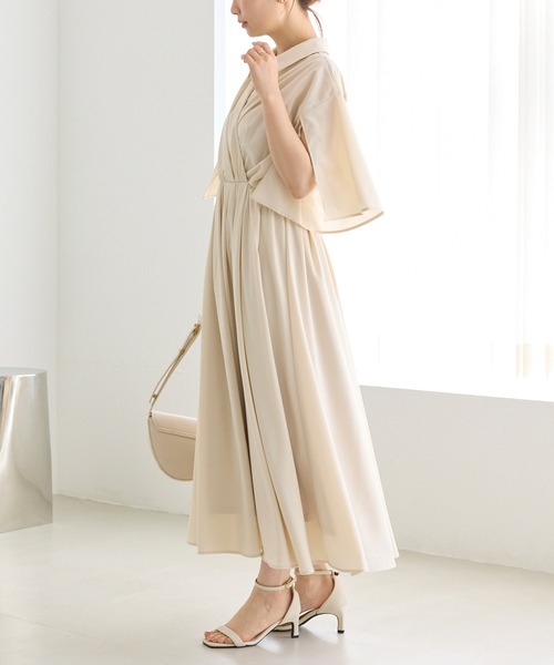 LAVEANGE（ラビアンジェ） ワンピース 夏 半袖 袖スリットカシュクール
