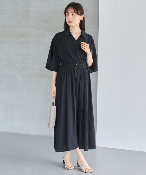 LAVEANGE（ラビアンジェ） ワンピース 夏 半袖 袖スリットカシュクール