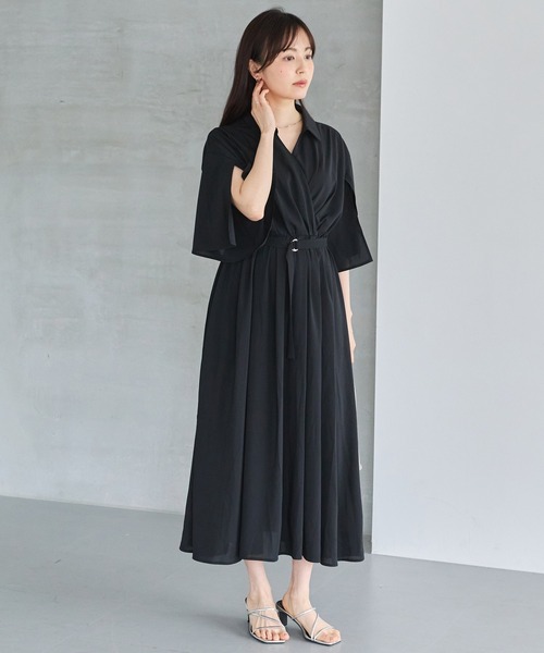 LAVEANGE（ラビアンジェ） ワンピース 夏 半袖 袖スリットカシュクール