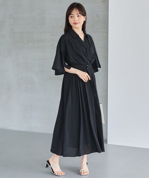 LAVEANGE（ラビアンジェ） ワンピース 夏 半袖 袖スリットカシュクール