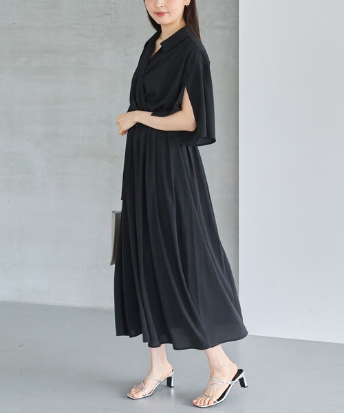 LAVEANGE（ラビアンジェ） ワンピース 夏 半袖 袖スリットカシュクール