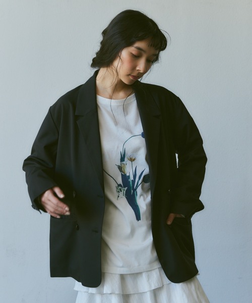 Libra Cue tシャツ Tシャツ フラワープリントロングスリーブ