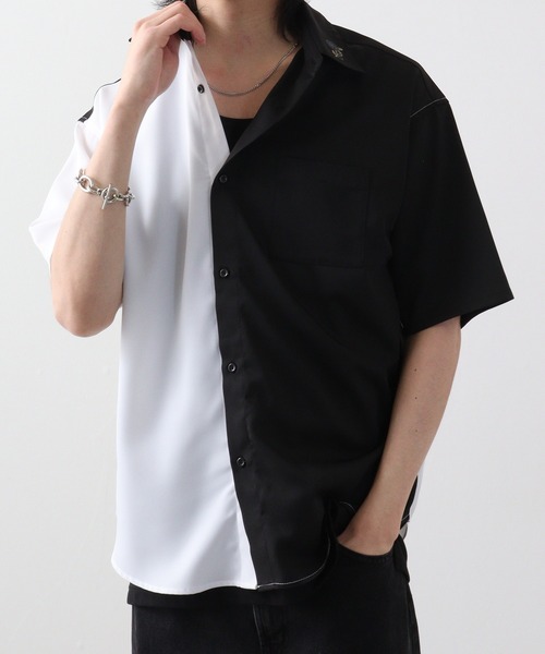 SUGGESTION スマホショルダー シャツ 半袖 SUGGESTION H/S共地ネクタイ
