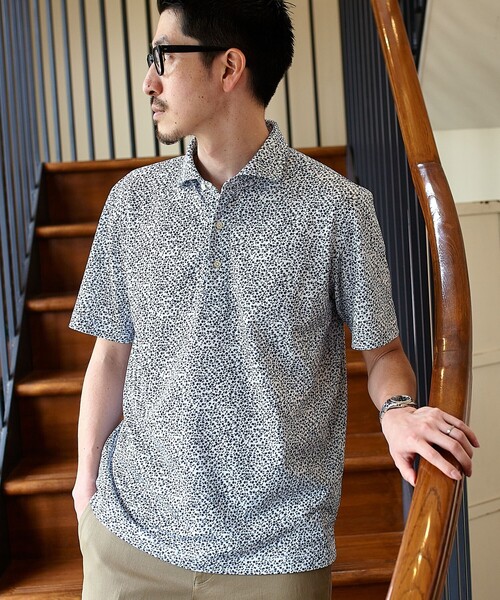 美品　LEONARD フラワープリント ポロシャツ サイズ44 フラワープリントスキッパーポロシャツ｜メンズファッション通販