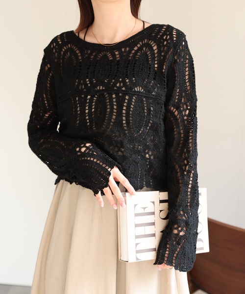 sakishimatokyo ニット セーター 透かし編みレースニットトップス