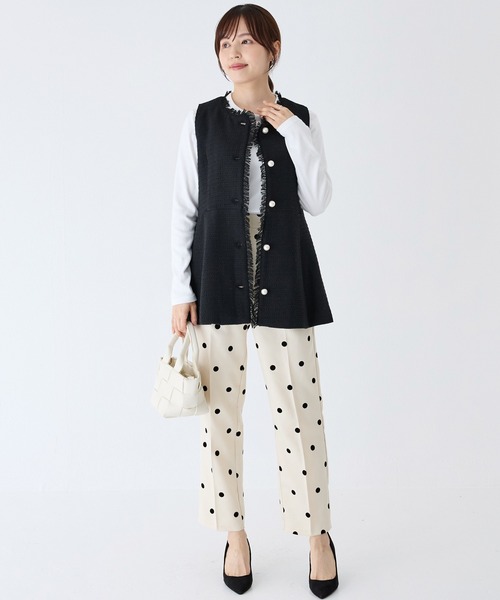 INCEDE（インシード） ベスト ジレ ツイードフリンジベスト レディース