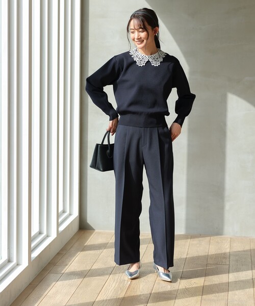 UNITED ARROWS green label relaxing 襟レース 2WAY ニット プル