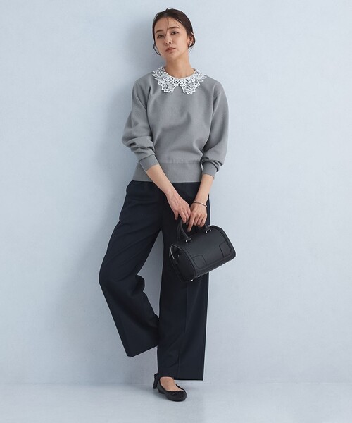 green label relaxing ニット セーター 襟レース 2WAY プル