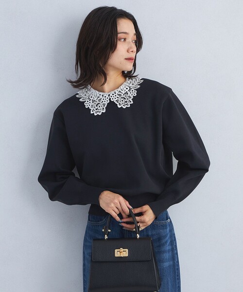 green label relaxing ニット セーター 襟レース 2WAY プル