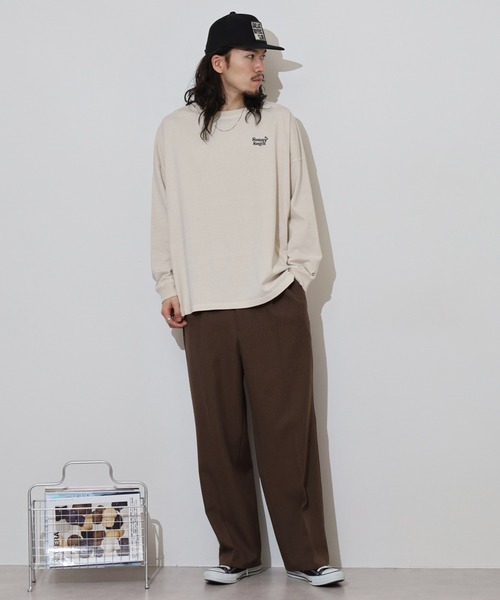 tシャツ 「SUNNY SMITH」ヤシの木ロゴ ワンポイント刺繍ピグメント加工ロングスリーブTシャツ レディース メンズ サニースミス Sunny Smith ヤシの木ロゴ ワンポイント刺繍