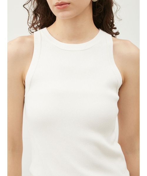 ち*ー様 mila schön ホワイトタンクトップ Mila Owen タンクトップ ノースリーブ シルク混クルーネックアメ