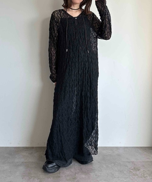 apres jour mignon ワンピース タイ付き2WAYシアーレースワンピ