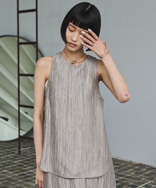 Acka 24ssフリンジアメリカンノースリーブトップス アイボリー fringe american sleeve tops – Acka online store