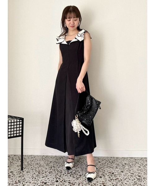 【Lily brown】 スウィッチング2wayワンピース 黒 LILY BROWN ワンピース バイカラースイッチングワンピース