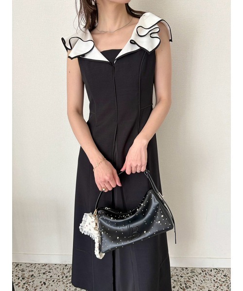 【Lily brown】 スウィッチング2wayワンピース 黒 LILY BROWN ワンピース バイカラースイッチングワンピース