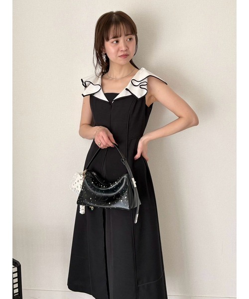 【Lily brown】 スウィッチング2wayワンピース 黒 LILY BROWN ワンピース バイカラースイッチングワンピース