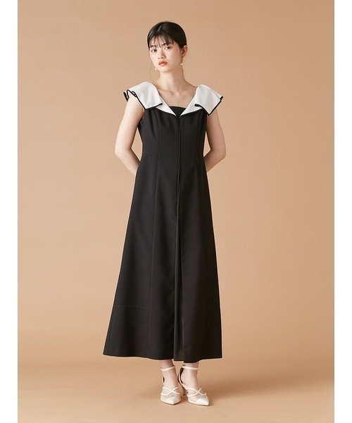 【Lily brown】 スウィッチング2wayワンピース 黒 LILY BROWN ワンピース バイカラースイッチングワンピース