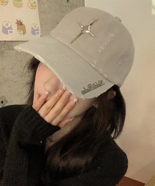 lilful キャップ 帽子 シルバートゥインクルモチーフ ダメージ加工